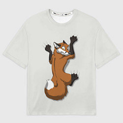 Футболка оверсайз мужская Лис вцепился, цвет: 3D-принт