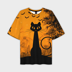 Мужская футболка оверсайз Halloween Cat