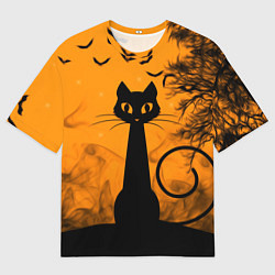 Футболка оверсайз мужская Halloween Cat, цвет: 3D-принт