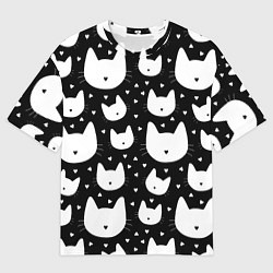 Мужская футболка оверсайз Love Cats Pattern