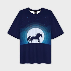Мужская футболка оверсайз Лошадь под луной