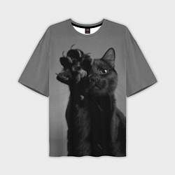 Мужская футболка оверсайз Черный котик