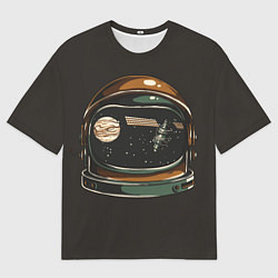 Мужская футболка оверсайз Космос в шлеме скафандра - планета и спутник