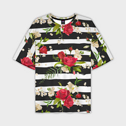 Мужская футболка оверсайз Розы и орхидеи