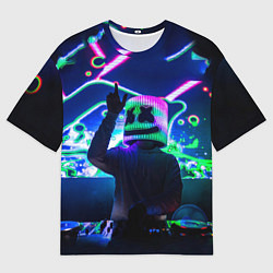 Мужская футболка оверсайз Marshmello: Neon DJ