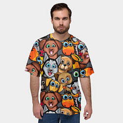 Футболка оверсайз мужская Веселые собаки, цвет: 3D-принт — фото 2