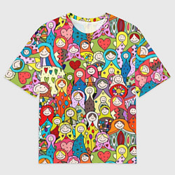 Мужская футболка оверсайз Весёлые матрешки