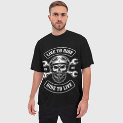 Футболка оверсайз мужская Live to ride - ride to live, цвет: 3D-принт — фото 2