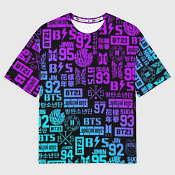 Футболка оверсайз мужская BTS Logos, цвет: 3D-принт