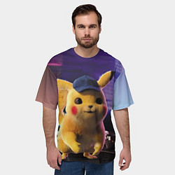 Футболка оверсайз мужская Пикачу Детектив, цвет: 3D-принт — фото 2