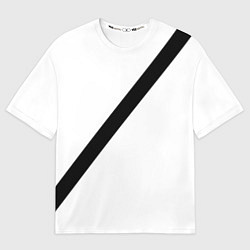 Футболка оверсайз мужская Ремень безопасности - черная полоса прикол на бело, цвет: 3D-принт