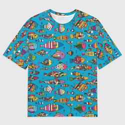 Футболка оверсайз мужская Разноцветные рыбы, цвет: 3D-принт