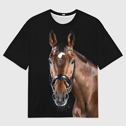 Футболка оверсайз мужская Гнедая красивая лошадь, цвет: 3D-принт