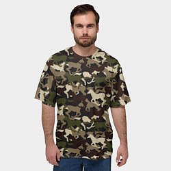 Футболка оверсайз мужская Камуфляж - лошади, цвет: 3D-принт — фото 2