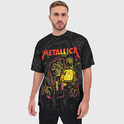 Футболка оверсайз мужская Metallica скеленон со свечкой, цвет: 3D-принт — фото 2