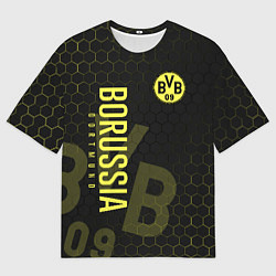 Футболка оверсайз мужская Боруссия Дортмунд honeycomb, цвет: 3D-принт