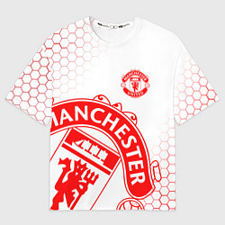 Футболка оверсайз мужская Манчестер Юнайтед white, цвет: 3D-принт