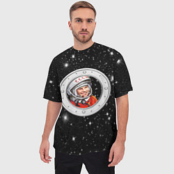 Футболка оверсайз мужская Юрий Гагарин звездное небо, цвет: 3D-принт — фото 2
