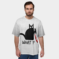 Футболка оверсайз мужская What cat, цвет: 3D-принт — фото 2