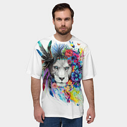 Футболка оверсайз мужская Лев, цвет: 3D-принт — фото 2