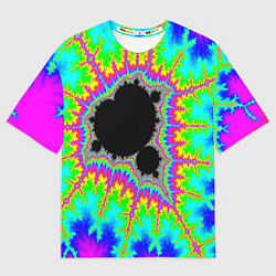 Мужская футболка оверсайз Фрактальная кислотная черная дыра - множество Манд