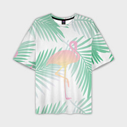 Мужская футболка оверсайз Фламинго в джунглях