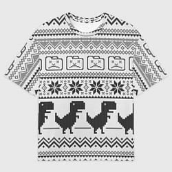 Футболка оверсайз мужская Свитер с T-rex'ами, цвет: 3D-принт