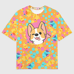 Мужская футболка оверсайз Милый корги