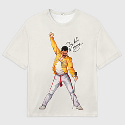 Мужская футболка оверсайз Фредди Меркьюри автограф