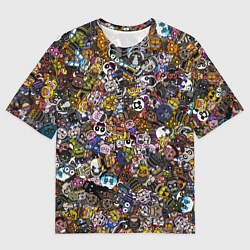 Футболка оверсайз мужская FNaF стикербомбинг, цвет: 3D-принт