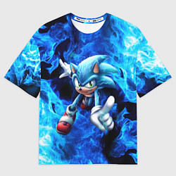 Футболка оверсайз мужская Blue Sonic, цвет: 3D-принт