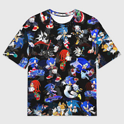 Футболка оверсайз мужская Sonic паттерн, цвет: 3D-принт