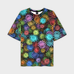Мужская футболка оверсайз Разноцветные вирусы