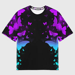 Мужская футболка оверсайз Бабочки в неоне