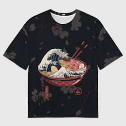 Футболка оверсайз мужская Сакура и рамен, цвет: 3D-принт