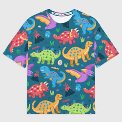 Мужская футболка оверсайз Арт с динозаврами