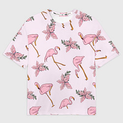 Футболка оверсайз мужская Розовый фламинго, цвет: 3D-принт
