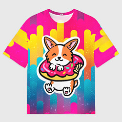 Мужская футболка оверсайз Милый корги