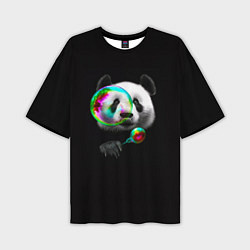 Футболка оверсайз мужская Панда и мыльный пузырь, цвет: 3D-принт