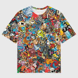Футболка оверсайз мужская Стикеры, цвет: 3D-принт