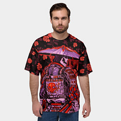 Футболка оверсайз мужская Самурай в розах, цвет: 3D-принт — фото 2