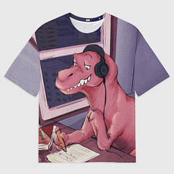 Футболка оверсайз мужская ДИНОЗАВР НА КАРАНТИНЕ, цвет: 3D-принт