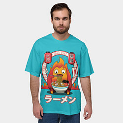 Футболка оверсайз мужская Calcifer & ramen, цвет: 3D-принт — фото 2