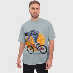 Футболка оверсайз мужская Космический велосипедист Z, цвет: 3D-принт — фото 2
