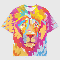 Футболка оверсайз мужская Акварельный лев, цвет: 3D-принт