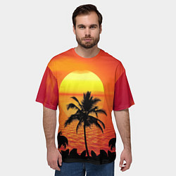 Футболка оверсайз мужская Пальмы на фоне моря, цвет: 3D-принт — фото 2