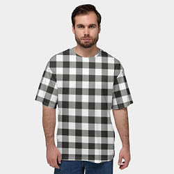 Футболка оверсайз мужская Черно-белая клетка, цвет: 3D-принт — фото 2