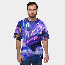 Футболка оверсайз мужская Cyberpunk city, цвет: 3D-принт — фото 2