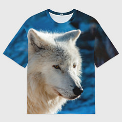 Футболка оверсайз мужская Волк на черном фоне, цвет: 3D-принт