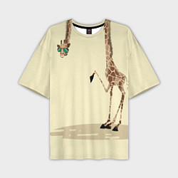 Футболка оверсайз мужская Жираф на шее, цвет: 3D-принт